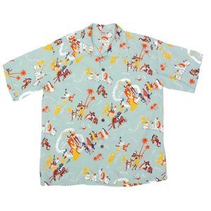 SUN SURF Special Edition Lei Queen Luau Cowboy Blue Rayon Shirt Japan sz XXL 615